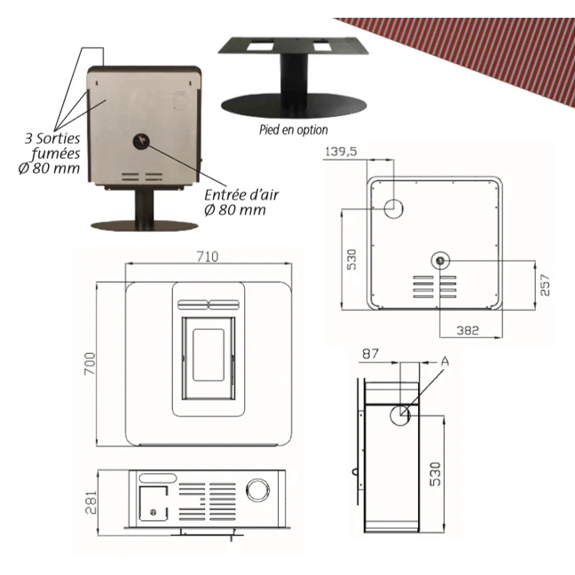 Poêle à Granulés Etanche EMAFLAM LUNA JAUNE 5.6 kW